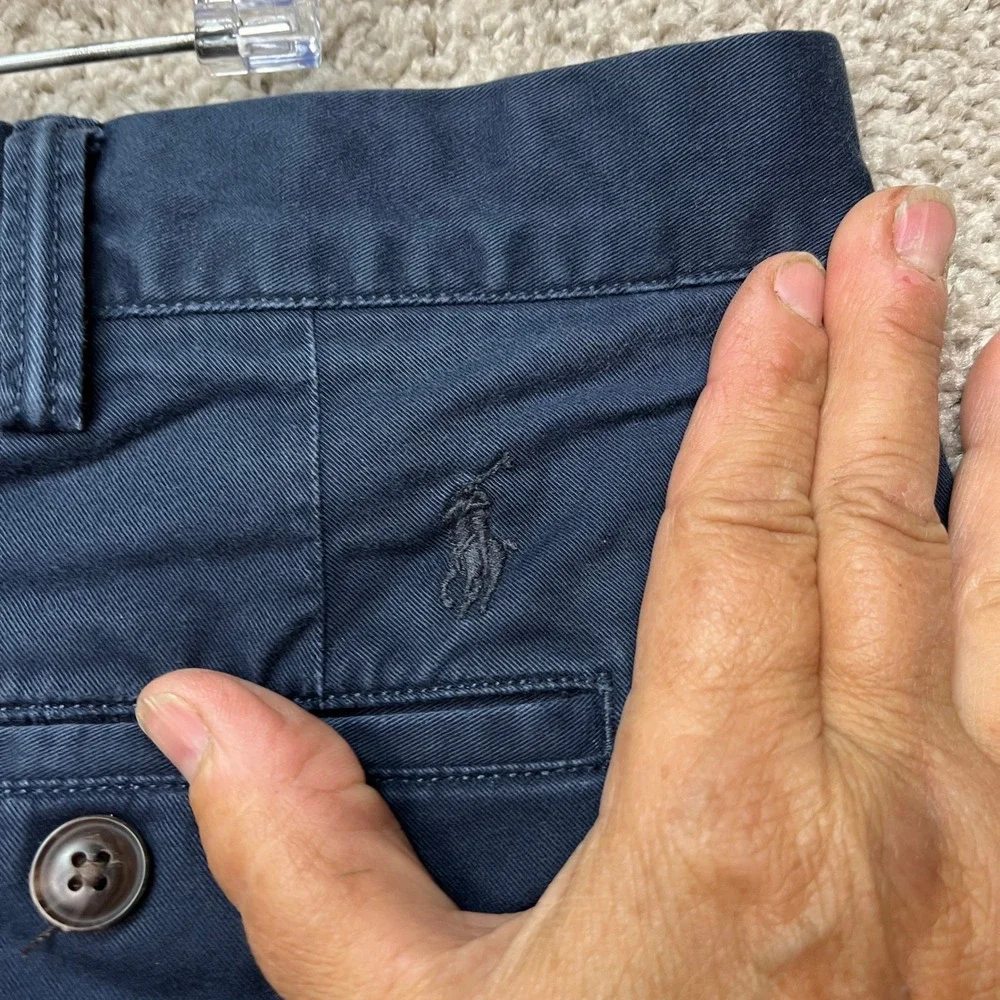 Polo Ralph Lauren Pants Mens 42x30 Navy Blue‎ Chino Stretch Straight Fit Twill